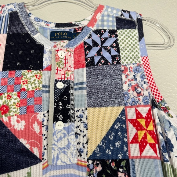 Polo Ralph Lauren size L maxi dress patchwork print waffle knit sleeveless - Picture 6 of 14